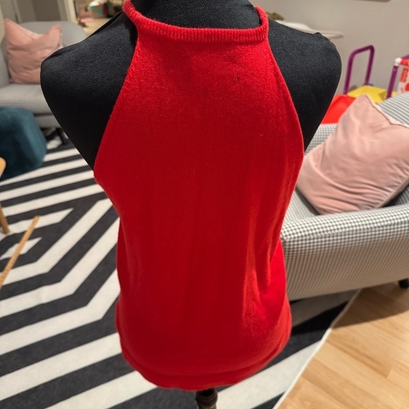 LOEWE Vintage 100% Cashmere Red Tie Waist Sweater Vest Tank Top Size Small - Picture 2 of 8